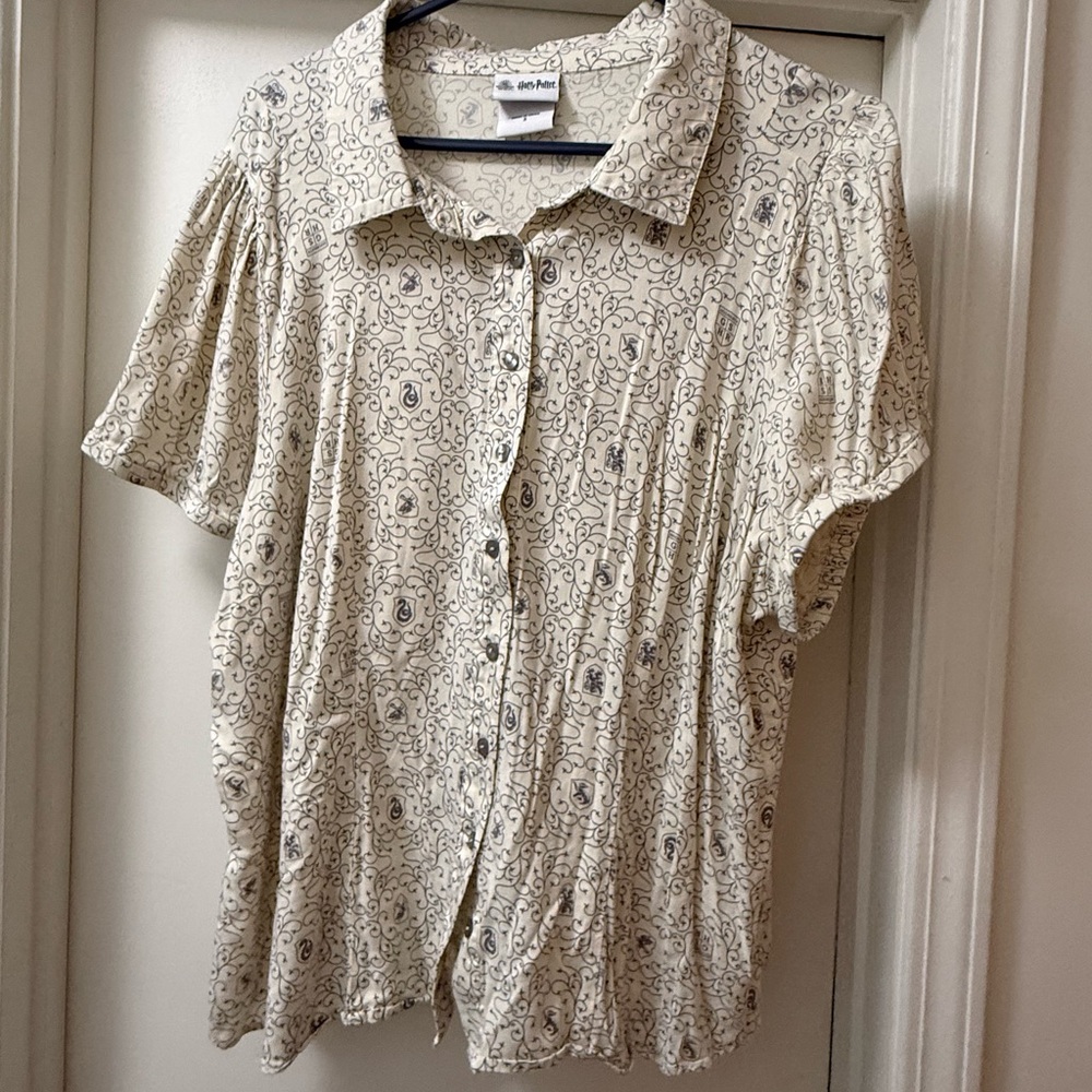 Harry Potter  Cream Patterned Women's Top